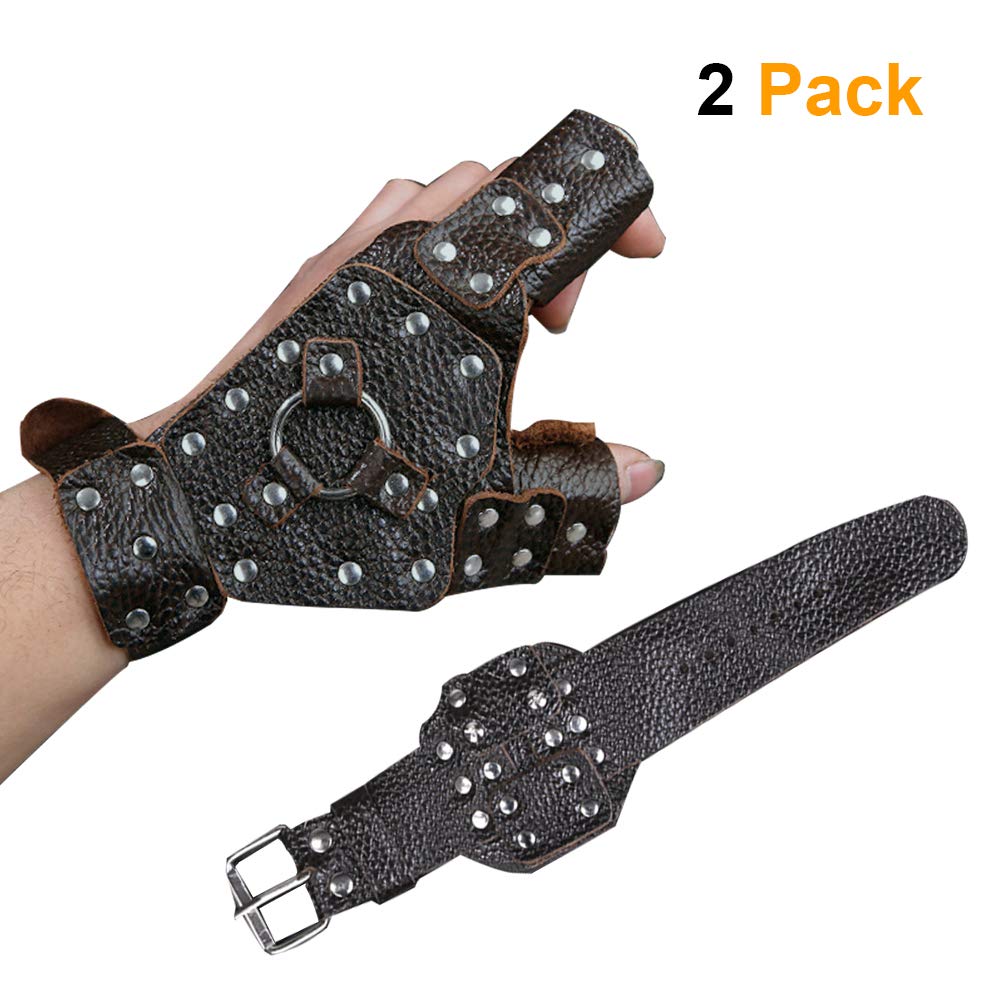 Right Handed Leather Slingshot Fishing Hand Guard - Microfiber PU With Stainless Steel Protection For Fish Hunting