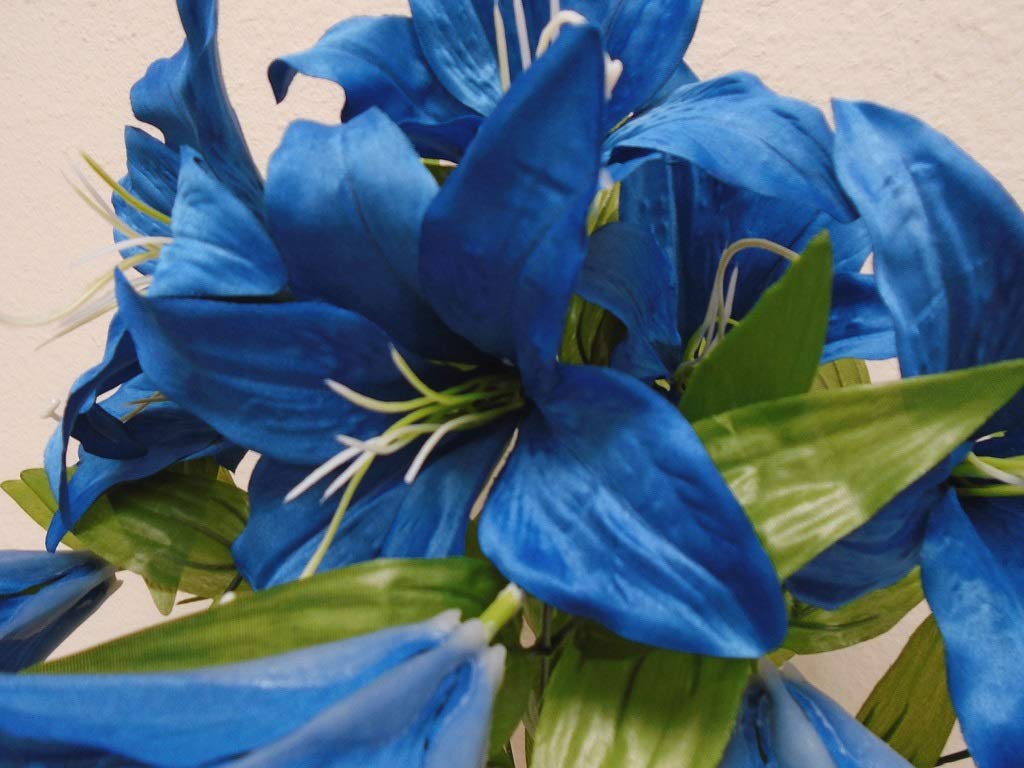 Phoenix Silk Dark Blue Tiger Lily Bush Satin Artificial Flowers |  Desertcart Bahamas