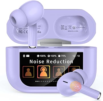 Bucephalus Wireless Earbuds, Ear Buds Active Noise Cancelling with Smart Charging Case, Bluetooth 5.4 Headphones, 48H Playtime & Bass Stereo Sound, Compatible with iPhone, Android, Pad - Aurora Purple