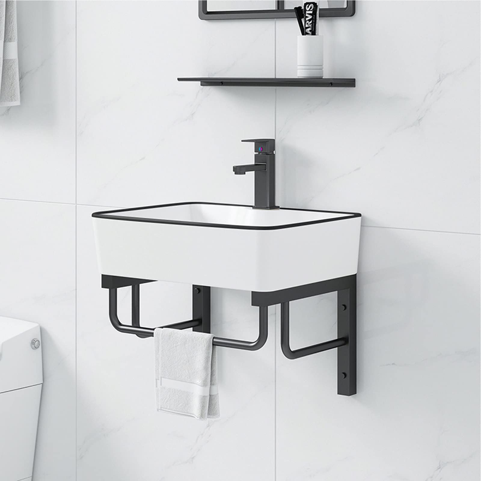 Tcoyds Sink Small Sinkwall Mounted Sink Utility Sinks Modern Bathroom Sink Bathroom Vanity Sink Tops Vanity Countertop A Washbasin With A Cosmetic Mirror In A Small Space Is Suitable For ( Size : 480*370Mm )