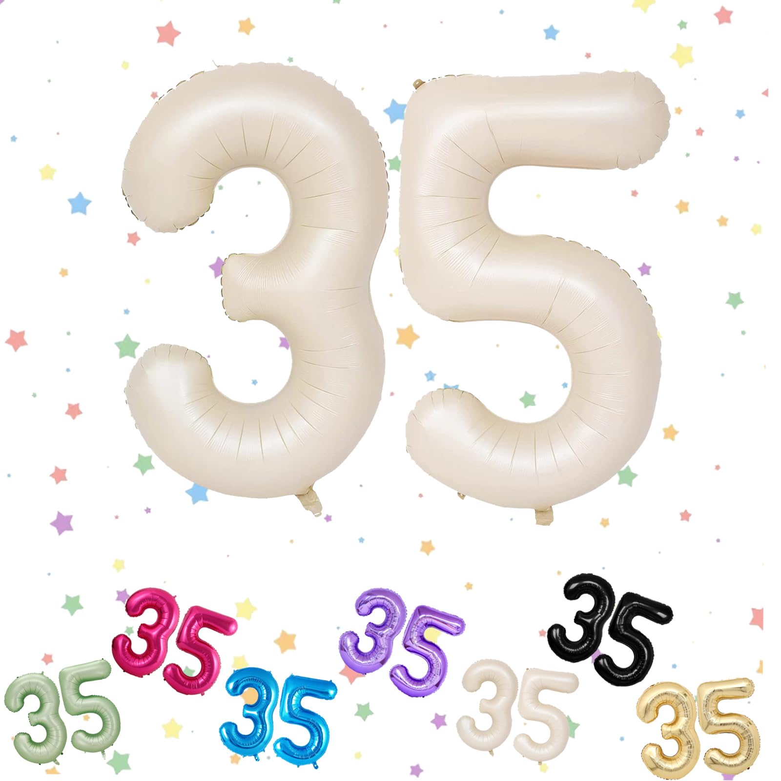 Number 35 Balloon - Cream 40" Helium Foil for 35th Birthday, Anniversary Party Decorations - Boys Girls Digital Balloons