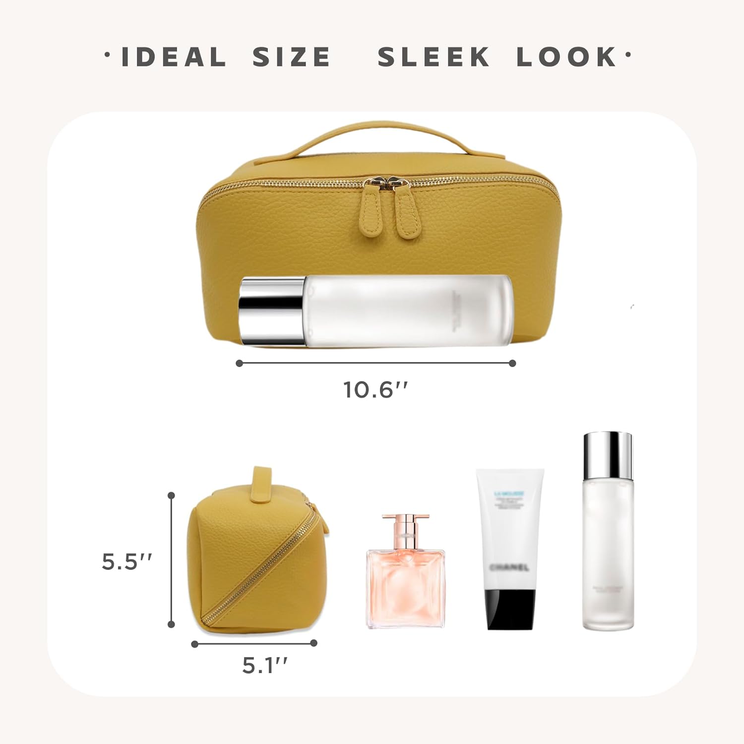 Travel Makeup Bag – Large Cosmetic Organizer with Waterproof PU Leather, Smooth Dou... - Image 4