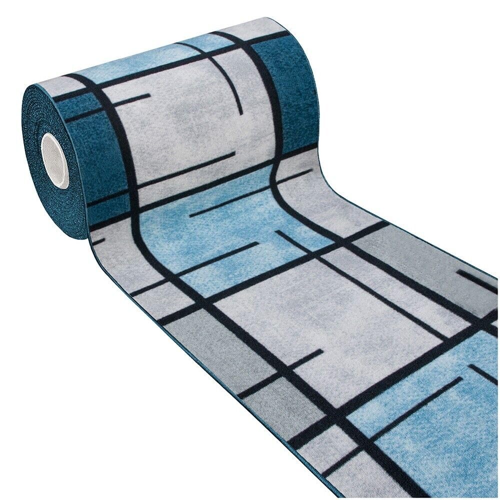 emmevi Tappeto Cucina Bordato Antiscivolo Moderno Passatoia Colori Accesi Marmorizzato 57x140 Cm Blu