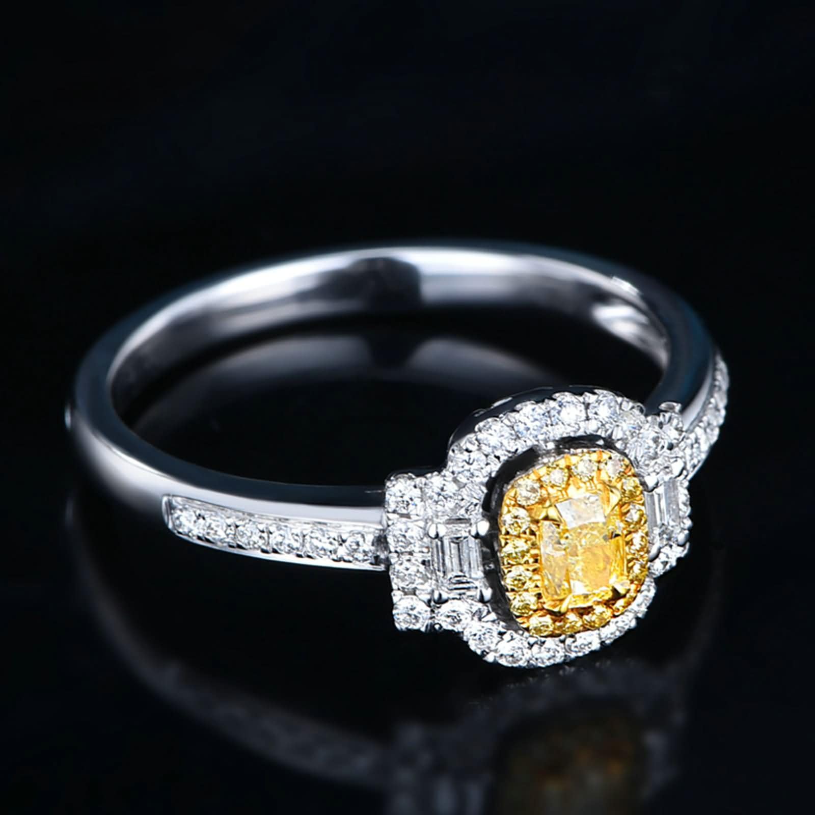 Uomo Anello Fedina Oro Bianco 9K / 14K / 18K 750, Rettangolo con Diamante da 0,17ct, Anello Fidanzamento Giallo Argento Uomo