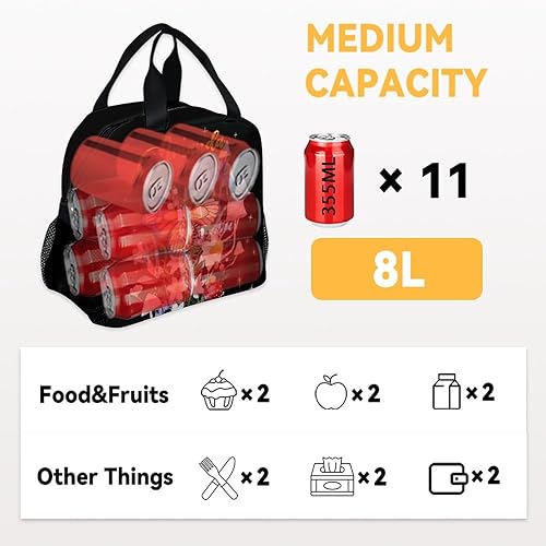 Miniatura 4 de Lonchera personalizada con nombre y mariposa para niñas y mujeres, bolsa de almuerzo aislada reutilizable personalizada con correa para el hombro,