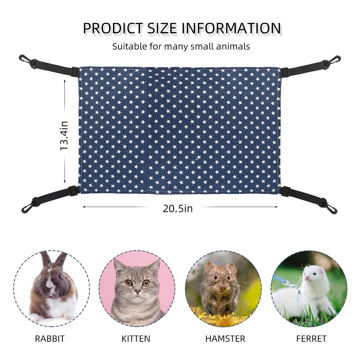 Hamaca para mascotas para jaula reversible para gatos, cama colgante suave para hurón, gatito, cachorros, gatos, perros pequeños, conejos y animales pequeños, hamaca de doble cara para mascotas con 5