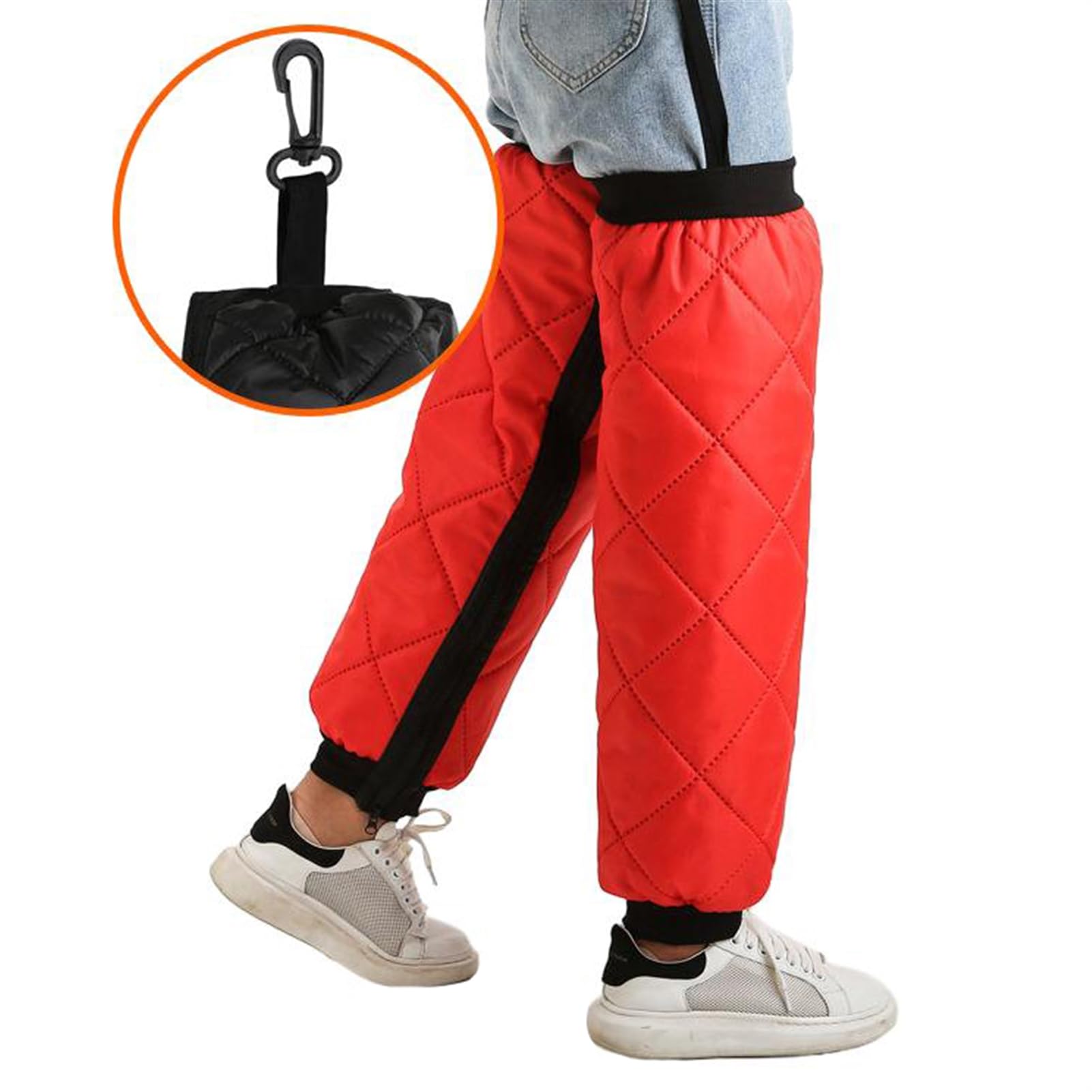 Reyox Unisex Waterproof Knee Pads with Zipper, Warm Leg Sleeves, Winter Thermal Leg Warmer for Outdoor Sports Red 27.6 inch