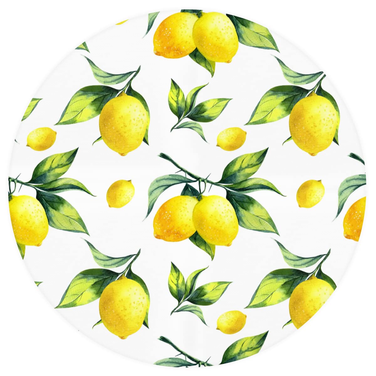 KOBLEN Summer Leaf Lemon Round Tablecloth 48 Inch Table Cover Washable Polyester Waterproof Table Clothes for Picnic Kitchen Dining Room Home Indoor Outdoor Decor