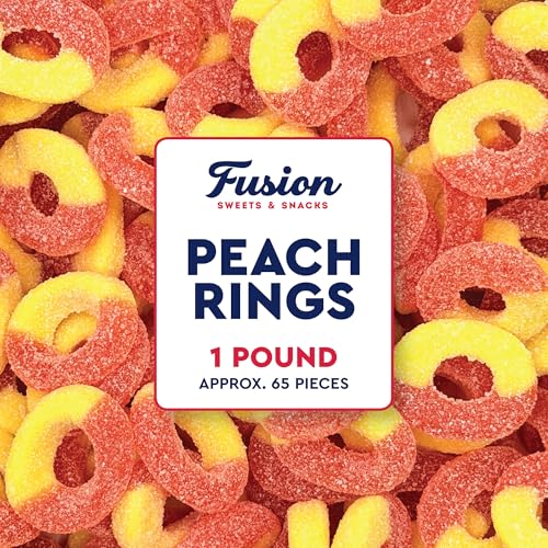 Peach Rings Gummy Candy 1 lb, Resealable Bag