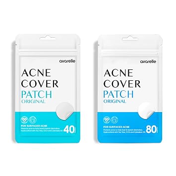AVARELLE Pimple Patches Hydrocolloid Acne Patches, Acne Spot Treatment for Blemishes and Zit with Tea Tree Oil, Calendula Oil and Cica Oil for Face, Vegan, Cruelty Free Certied 40 CT + 80 CT