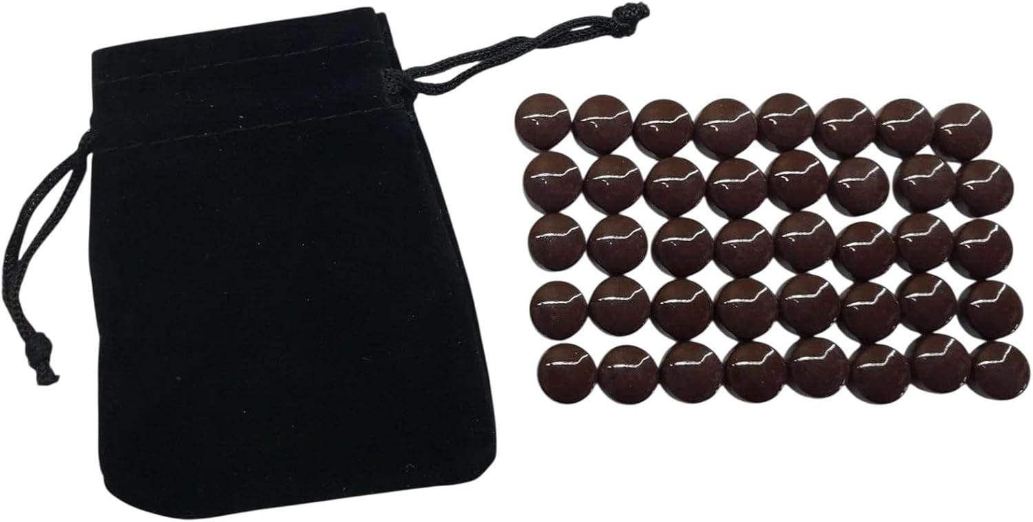 Set of 40 Solid Coffee Brown Pente Glass Stone Game Piece Part New