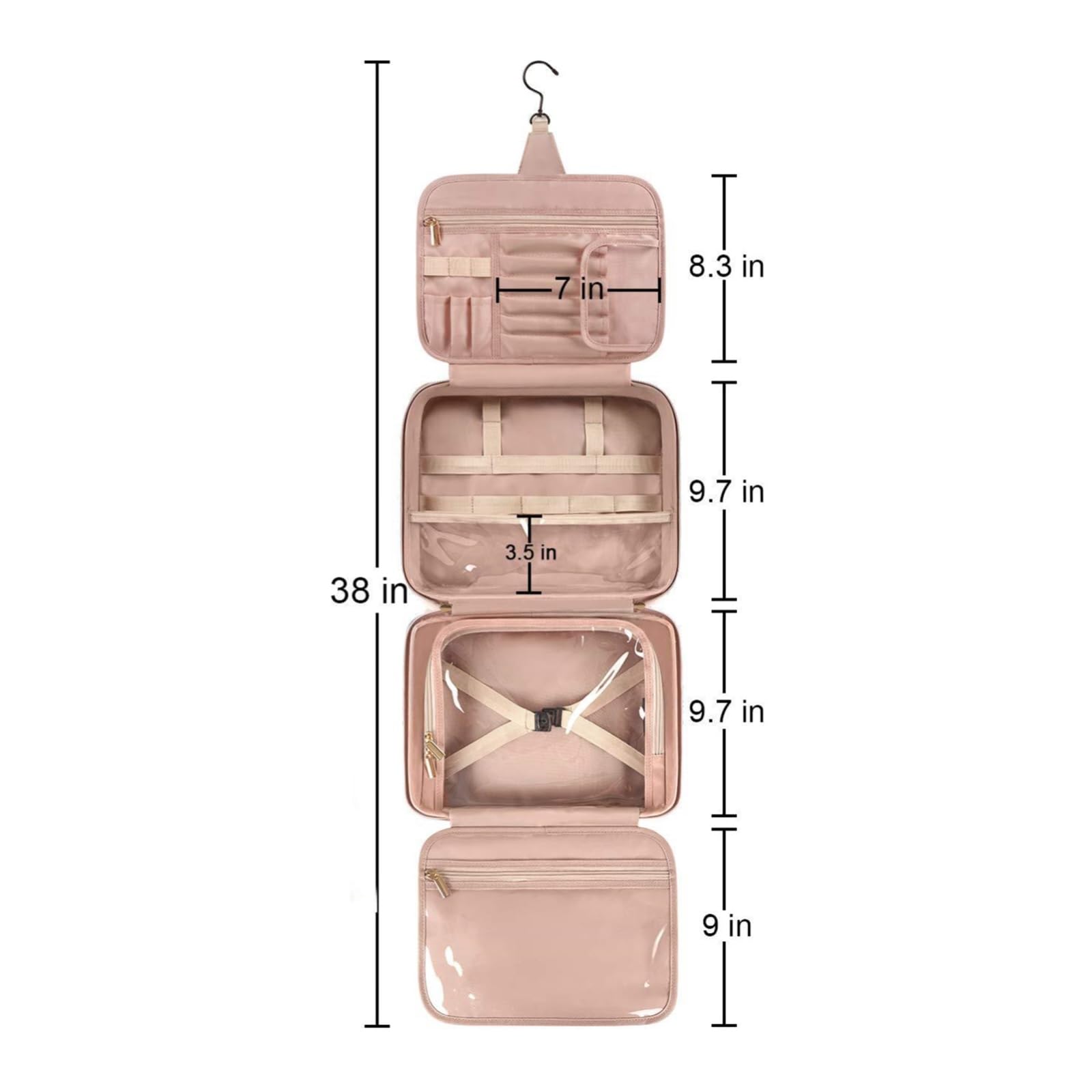 Neceser de Colgar Viaje Bolsa de Lavado Impermeable Bolsa de Lavado Bolsa de cosméticos de Mano Kit de Lavado de Almacenamiento Bolsa de Almacenamiento de Viaje(Black)