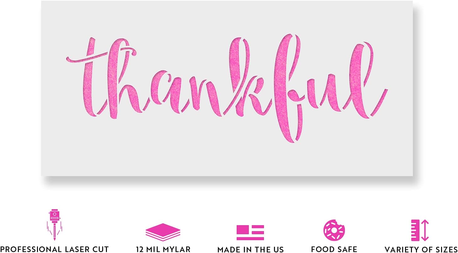Thankful Stencil - Ideal for Personalized Messaging in Decor, Large Thankful Stencils