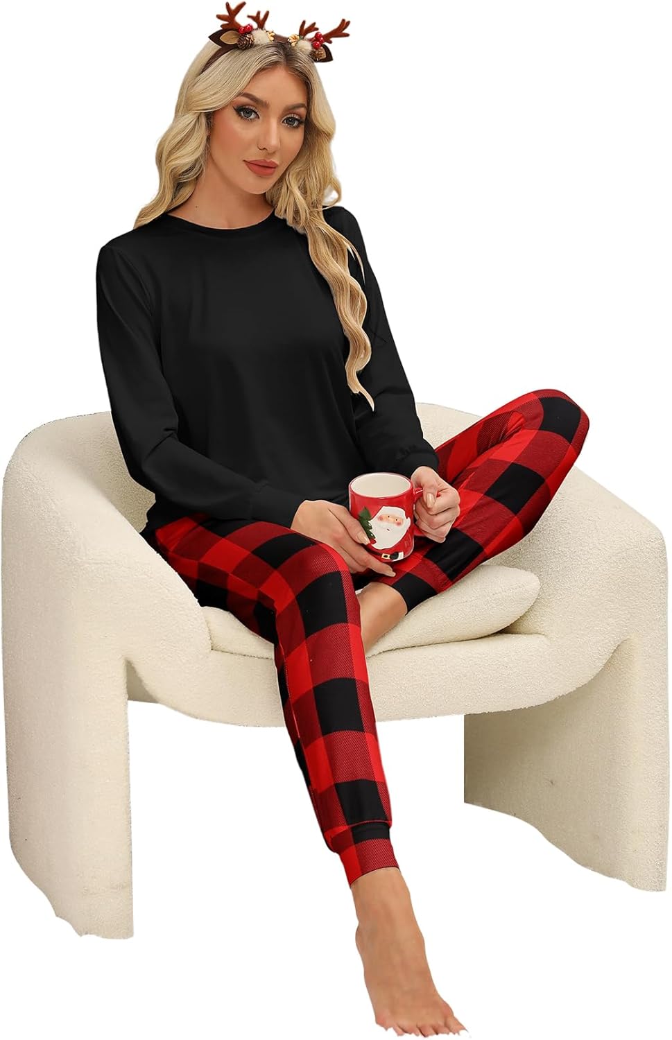 KFUBUO Women's Pajama Sets Long Sleeve Sleepwear and Jogger 2 Piece Lounge Set - Image 6