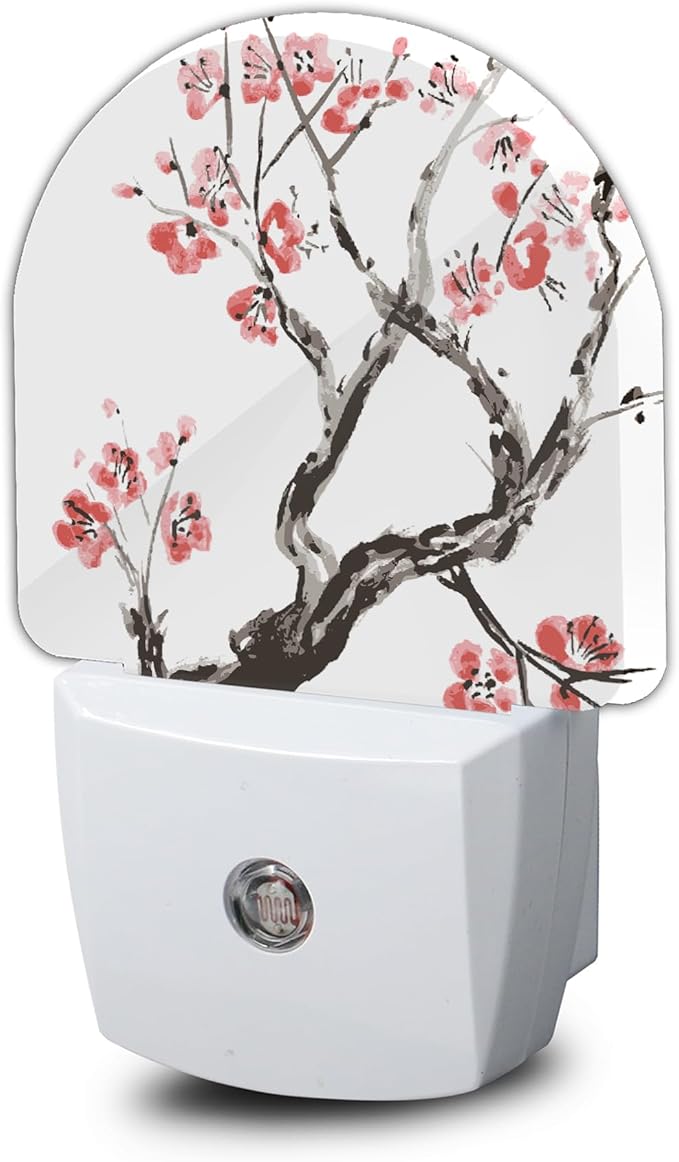 YESPOAK Vintage Cherry Blossom Tree Night Light,Night Lights Plug Into Wall Decor Auto Sensor Lamp Home Indoor Stairway Kitchen Corridor Boys Girls Women Men Room Gifts