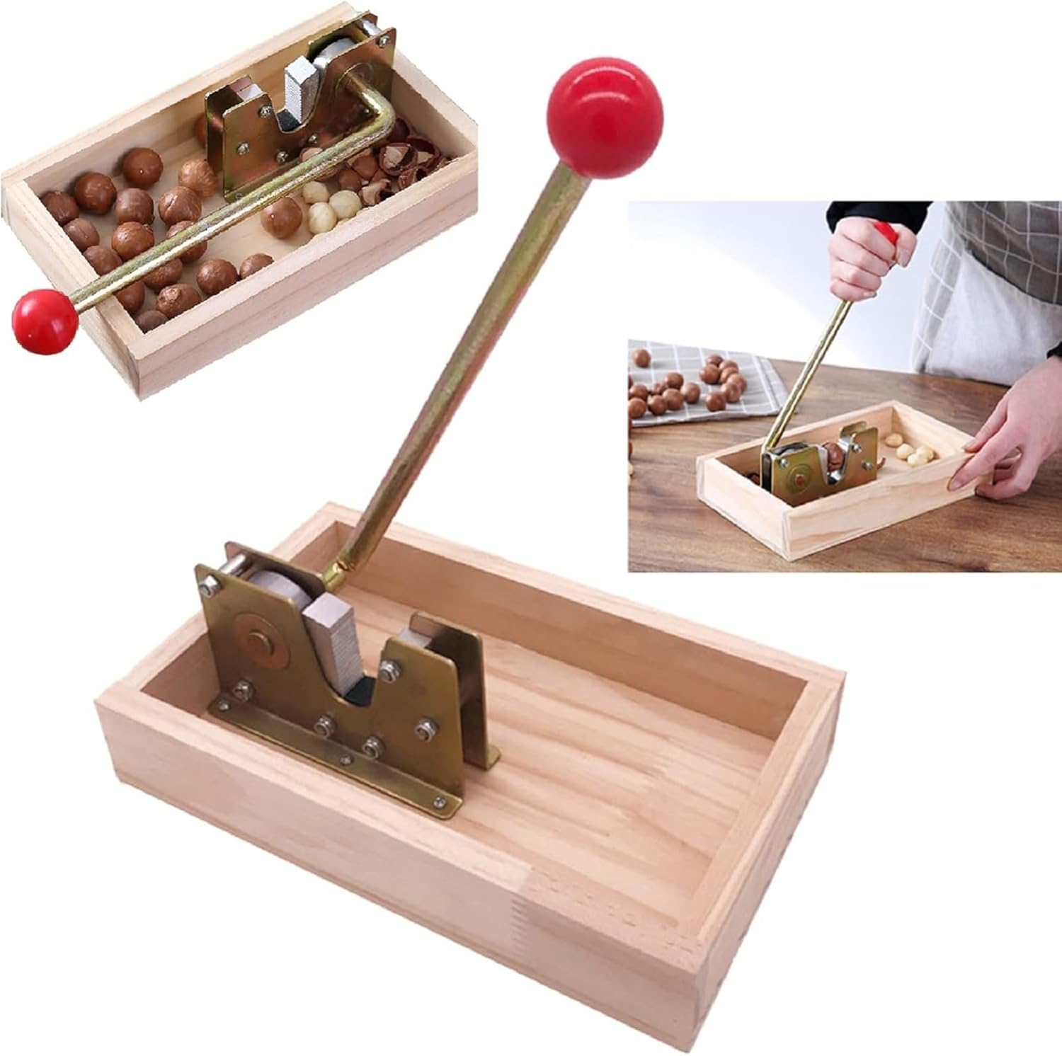 PONNYC Pecan Nut Crackers, Macadamia Nut Cracker Heavy Duty Tool, Adjustable Manual Nutcracker Nut Tongs Opener Machine for Macadamia Shell Peeling for Walnuts Chestnuts Pecans Hazelnuts Almonds