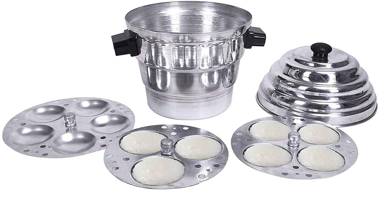 IdliDhokla Maker Cooker with Plates & Steamers Idly/momos/khamand