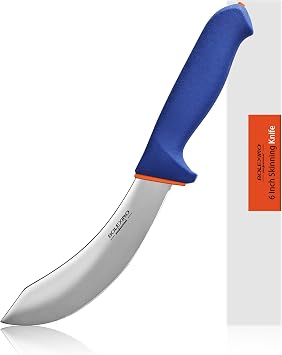 6 Inch Professional Skinning Butcher Knife With Non-Slip SoftGrip, Sharp & Solid For Separating Skin From Meat, For Home Kitchen Slaughterhouse & Restaurant, X50CrMoV15 Stainless Steel