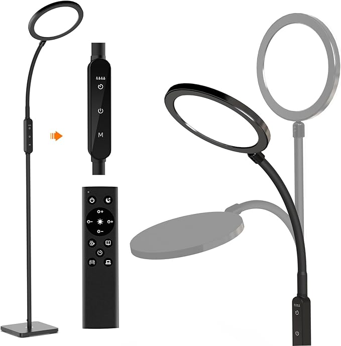 RICIAL 2-in-1 Light Therapy Lamp – Sun Lamp with 4 Brightness Levels, 4 Color Temperatures, Timers & Memory, Sunlight Lamp Flexible Design for Home Office