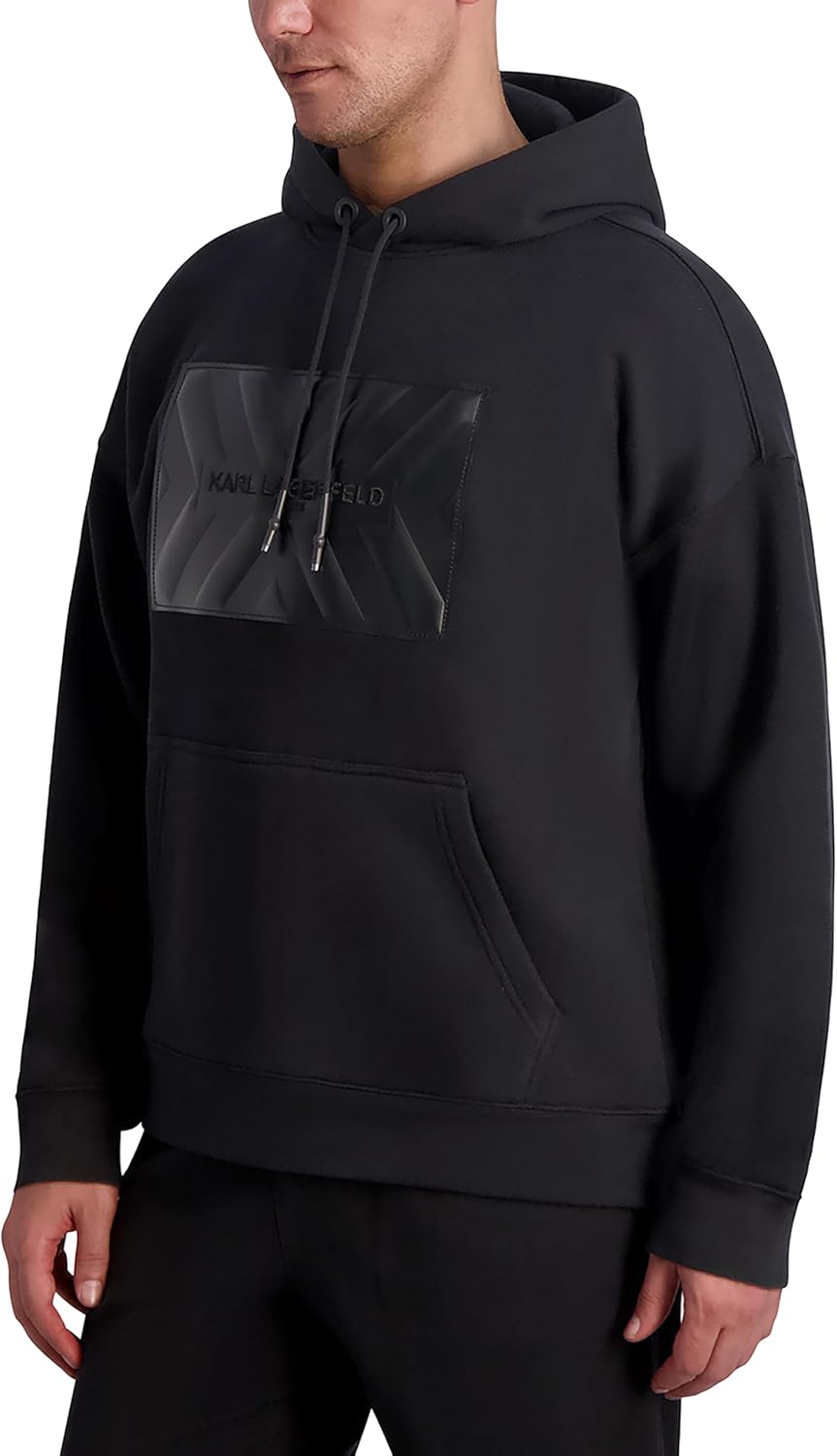 KARL LAGERFELD mens Long Sleeve Large Logo Patch Hoodie - Image 3