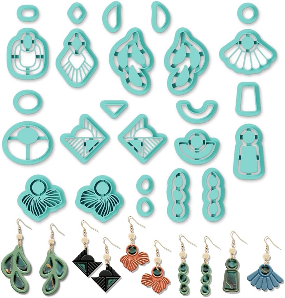 ORIGACH 16 Pcs Book Theme Polymer Clay Cutters Set Earring Clay Cutter DIY Craft Supplies for Earring and Jewelry Making