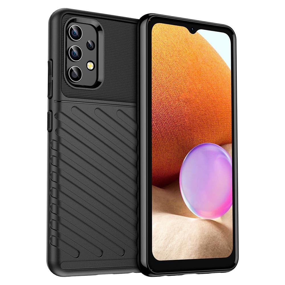 amazon basics Shockproof Mobile Cover for Samsung Galaxy A32 4G (360 Degree Protection | Protective Design | Anti-Scratch Tough Slim TPU Case), Black