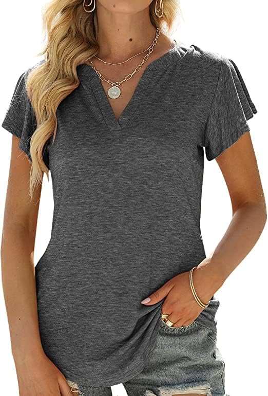 Amazon.com: GORZHESUAWomens Summer Tops V Neck Ruffle Short Sleeve ...
