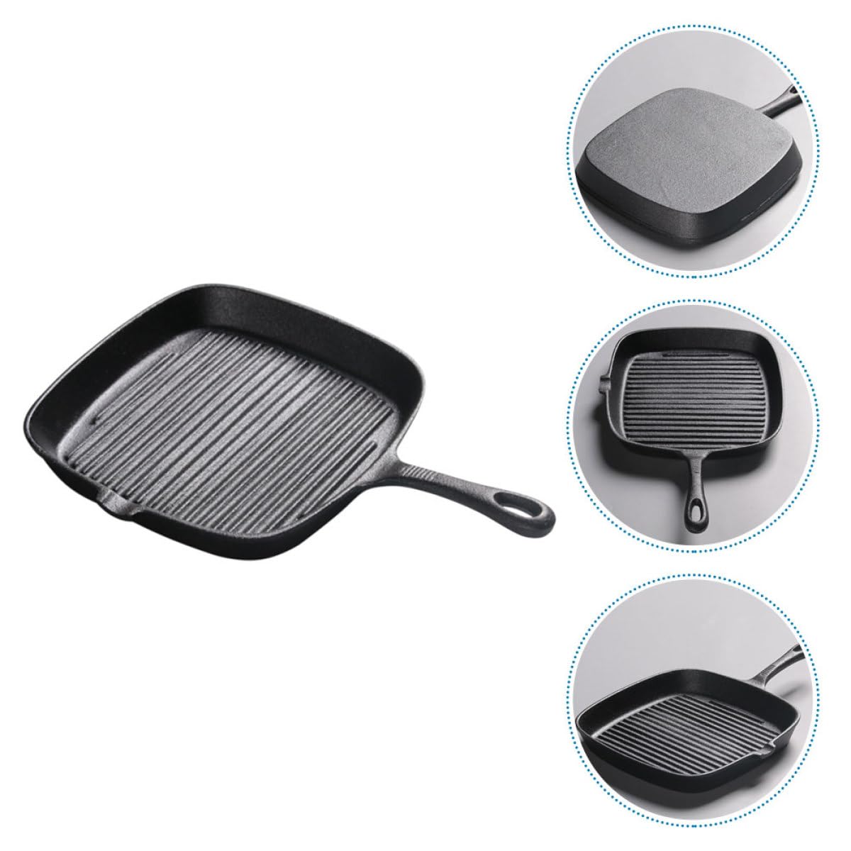 SHINEOFI Sartén y Cuadrada de Hierro Fundido sin Revestimiento Resistente a Altas, 24x24 Cm para Adecuado para Cocina y Camping al Aire Libre Camping al Aire Libre