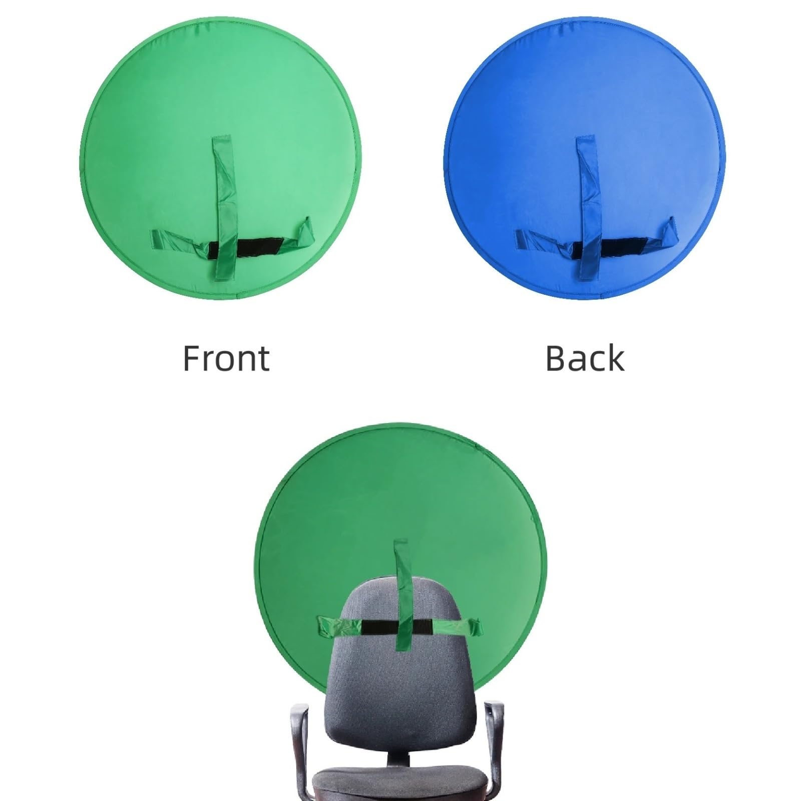 Fondo da studio in poliestere lavabile, sfondo double face per sedia verde e blu 75-142 cm (110 cm)