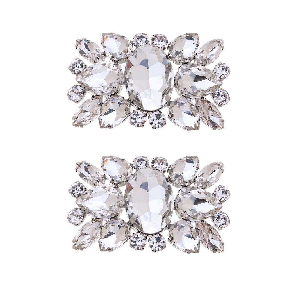 2Pcs Fashion Womens Crystal Rhinestone Shoe Clips Decorations for Wedding Party Prom
