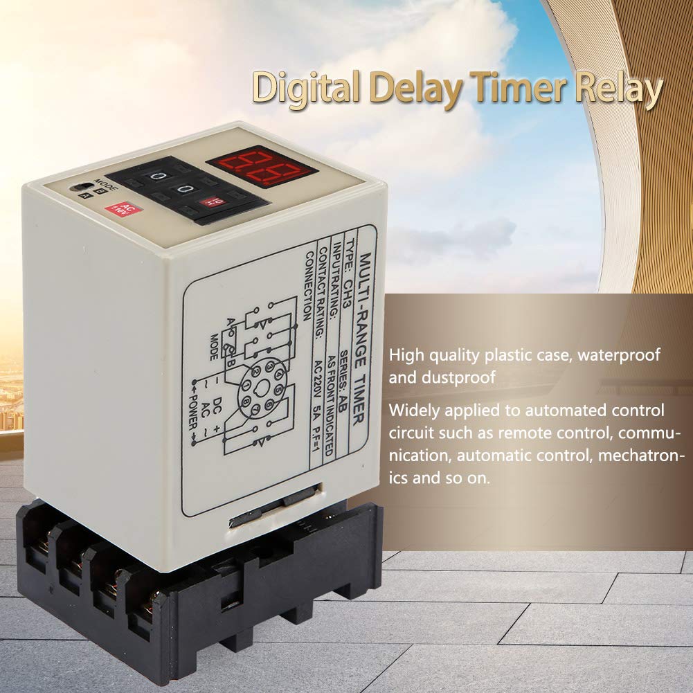 Digital Dual Mode Delay Timer Relay Ah3 Dm with Led Display 0 01S 99H 12/24/110/220/380V, Electrical Equipment Timer Relay for Warehouse (110B)