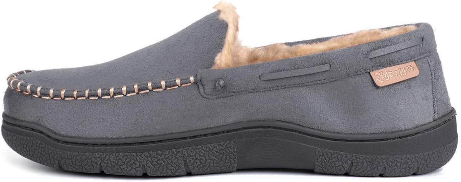 Zigzagger Men's Moccasin Slippers Memory Foam House Shoes, Indoor and Outdoor Warm Loafer Slippers - Image 4
