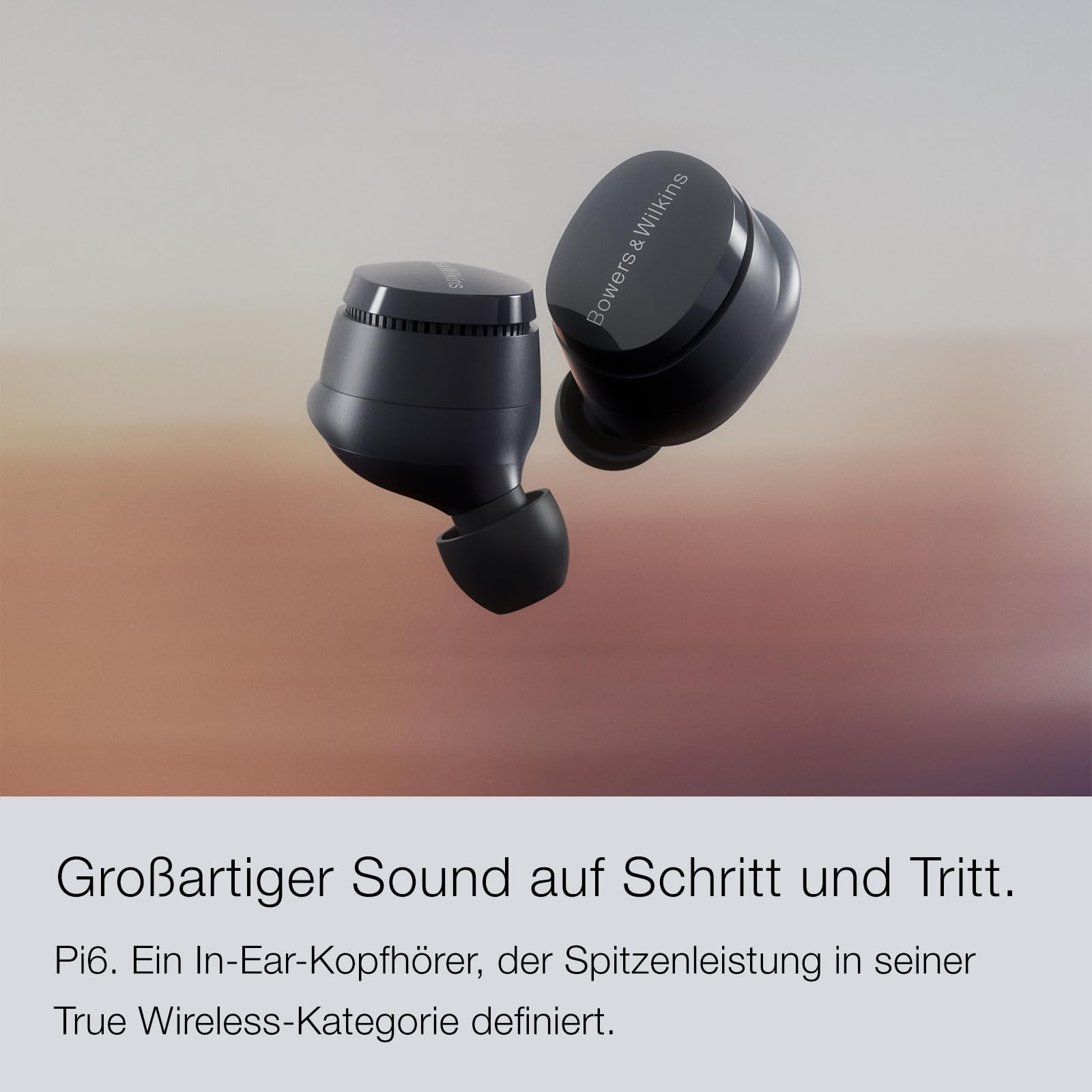 Bowers & Wilkins Pi6 kabellose True Wireless Noice Cancelling Kopfhörer mit Bluetooth, aptX, aktivem Noise Cancelling - Storm Grey