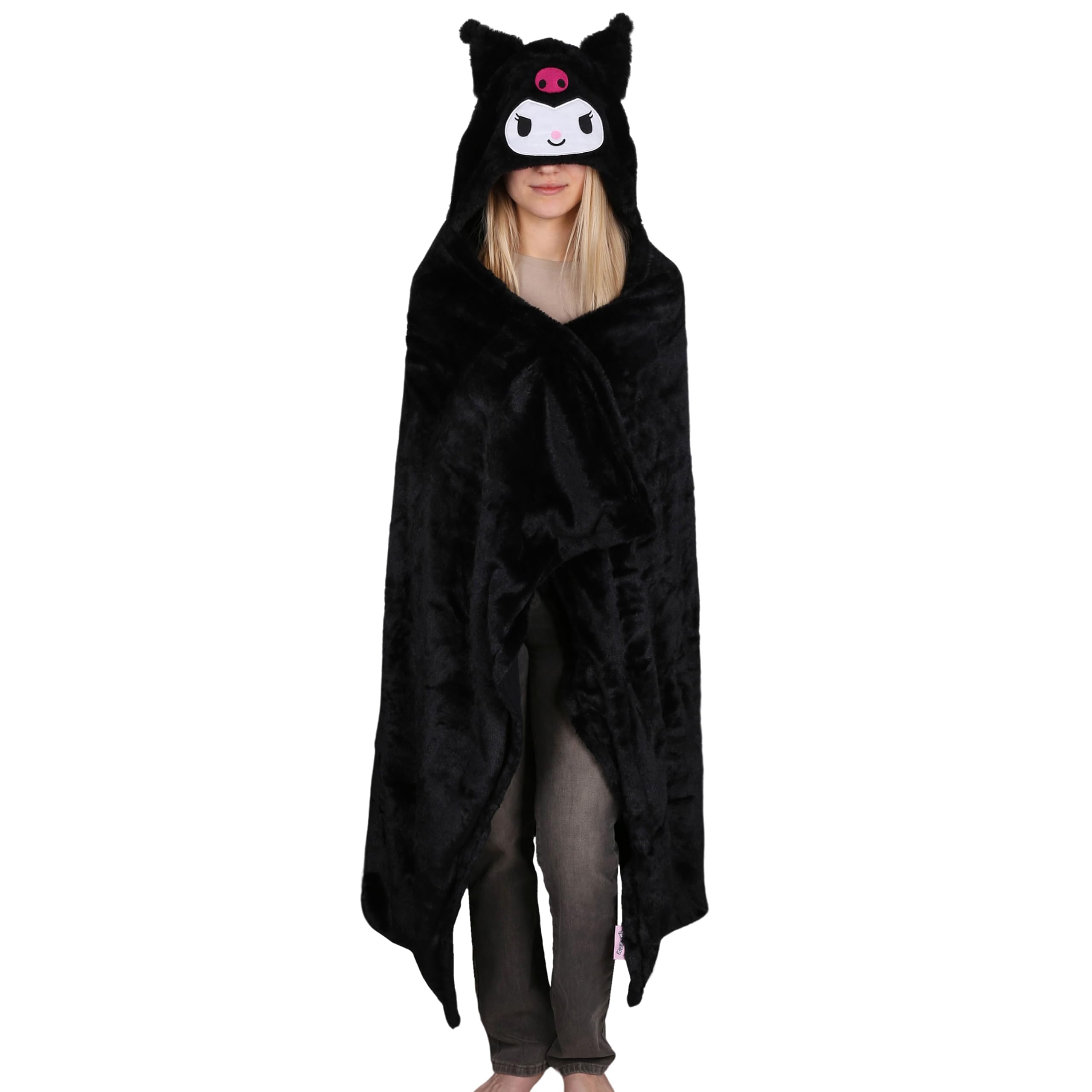 Sarcia.eu Black Hello Kitty And Kuromi Bedspread, Blanket With Hood, Plush, Warm, 120X150 Cm