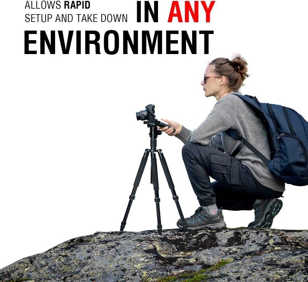 Vidpro VentureMaxx AT-77 Professional 77-Inch Aluminum Travel Tripod and Monopod in One with Ball Head - Compact and Lightweight Complete Tripod Unit with Quick-Release Plate Comes with Carrying Case