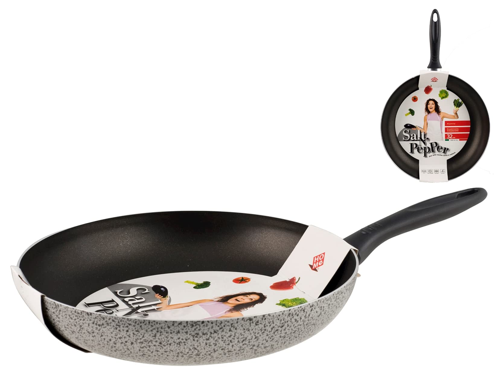 HOME Salt Peper Nonstick Saltpepper Cm 32 Cooking Pot, Aluminium, Multicoloured, 32 cm