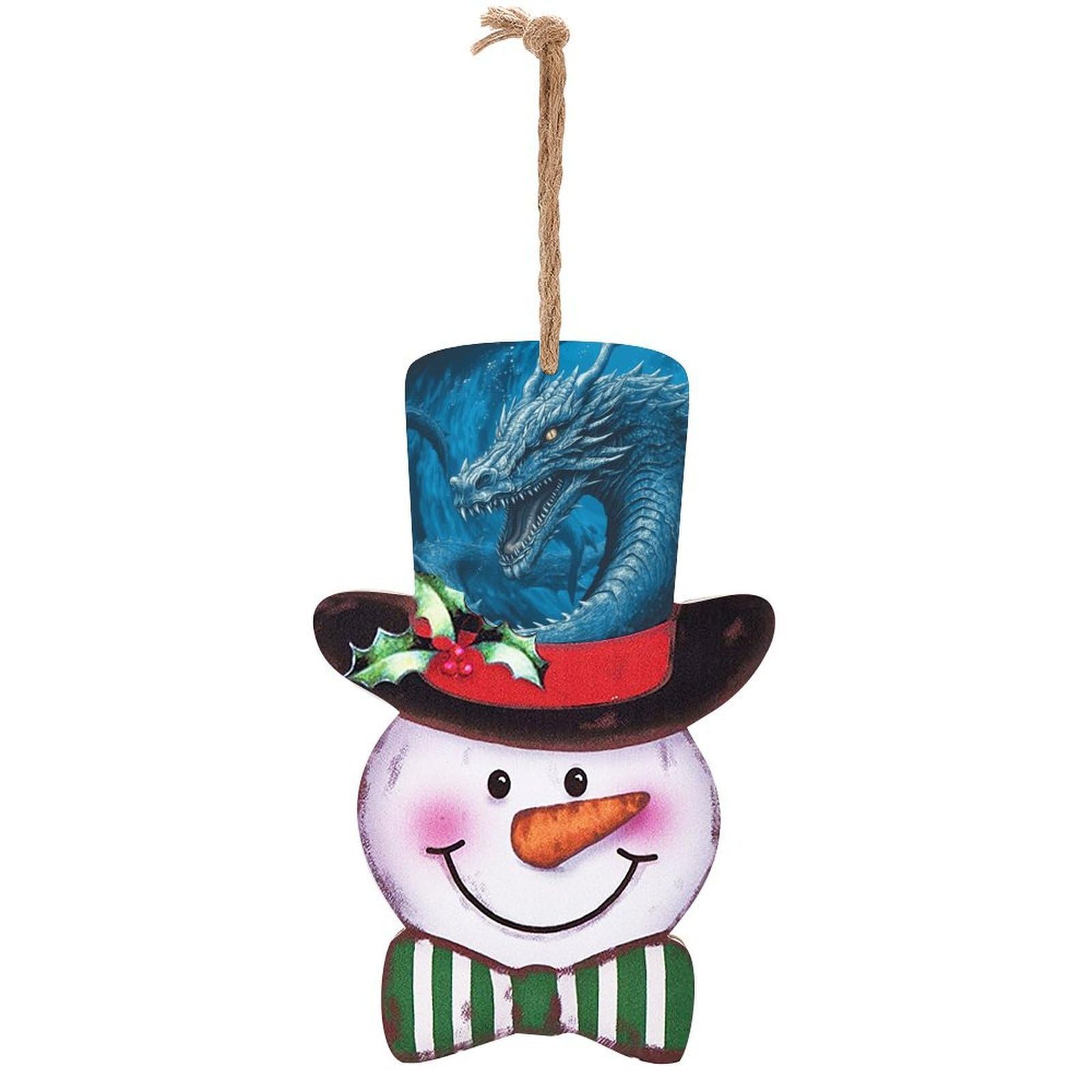 Dragon Cool Blue Snowman Decor Christmas Snowmans Hanging Decors Wooden Exquisite Holiday Decoration Sign for Home Window Wall Farmhouse Indoor Outdoo