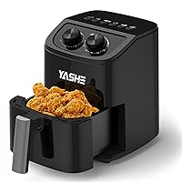 YASHE 2,3L Friggitrice ad Aria per 1–2 Persone, Compatta Air Fryer con 6 Opzioni di Menu