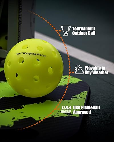 Miniatura 2 de Warping Point Outdoor Pickleball Balls USAPA Approved  4 Pack, 12 Pack  40 Holes Competition Pickle Balls for Tournament Play  Crack Resistant