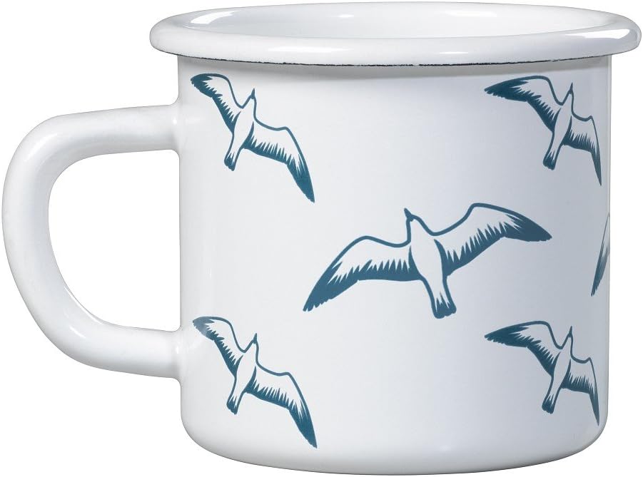 Whitby Seagulls Mug, Steel, White, 9 x 11 x 7.8 cm