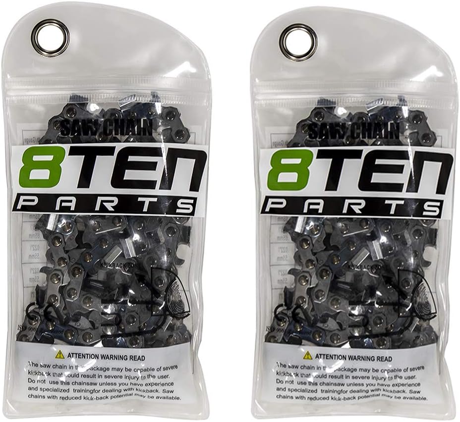 8TEN Chainsaw Chain 16 inch for Husqvarna 338 XPT Poulan 200 180 1625 Stihl Echo .050 3/8 LP 56DL 5 Pack