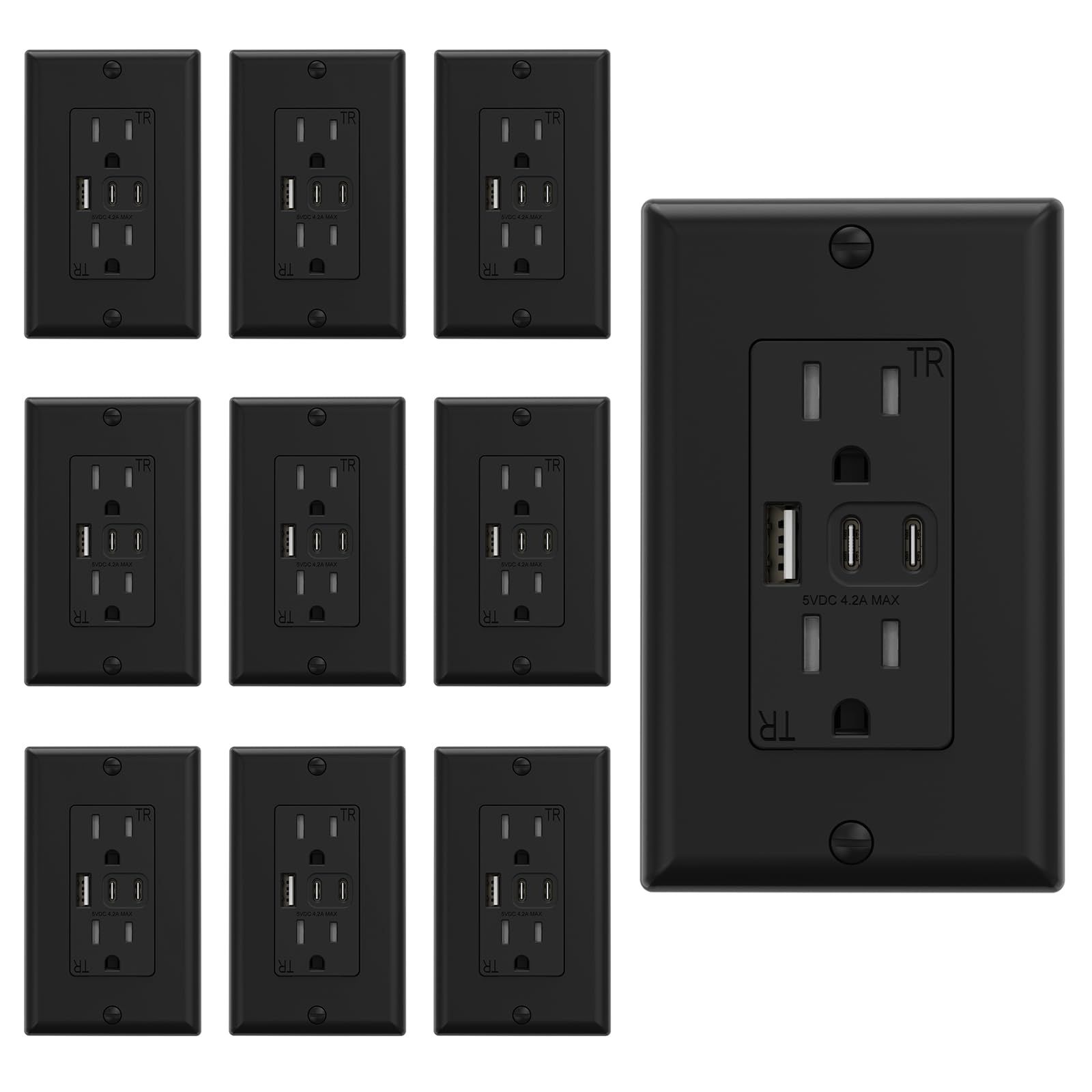 ELEGRP 2-Pack USB Outlet with 3 USB Ports -8 ELEGRP 2-Pack USB Outlet with 3 USB Ports -8
