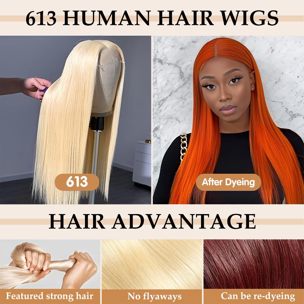 Amazon.com : COUGARBEAUTY 613 Lace Front Wigs Human Hair 22  display picture 2