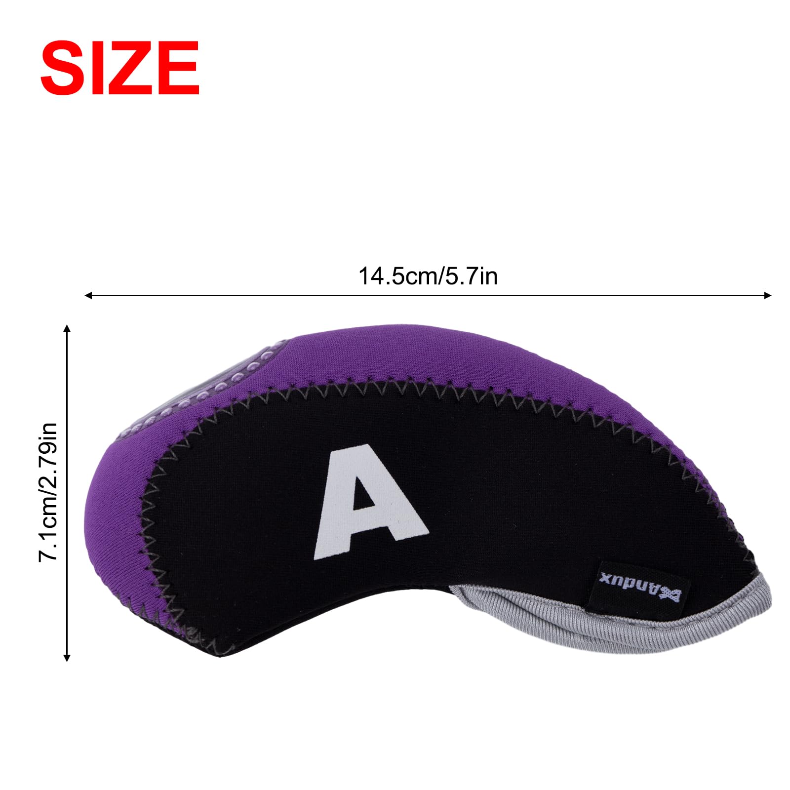 Andux Golf Fer Tête couvertures avec Nombre Tag Lot de 10 Noir/Violet