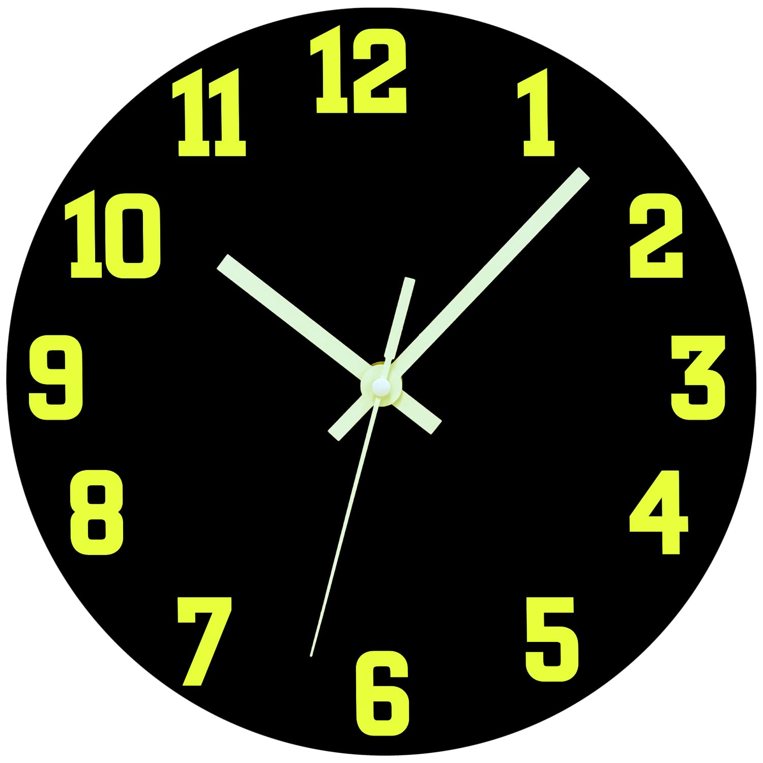 Mabpedo Glow in The Dark Wall Clock, 8 Inch Modern Silent Non Ticking Wall Clocks Battery Operated, Night Light Wall Clock for Living Room Decor, Wall Clocks Decorative for Kitchen Bedroom（Black）