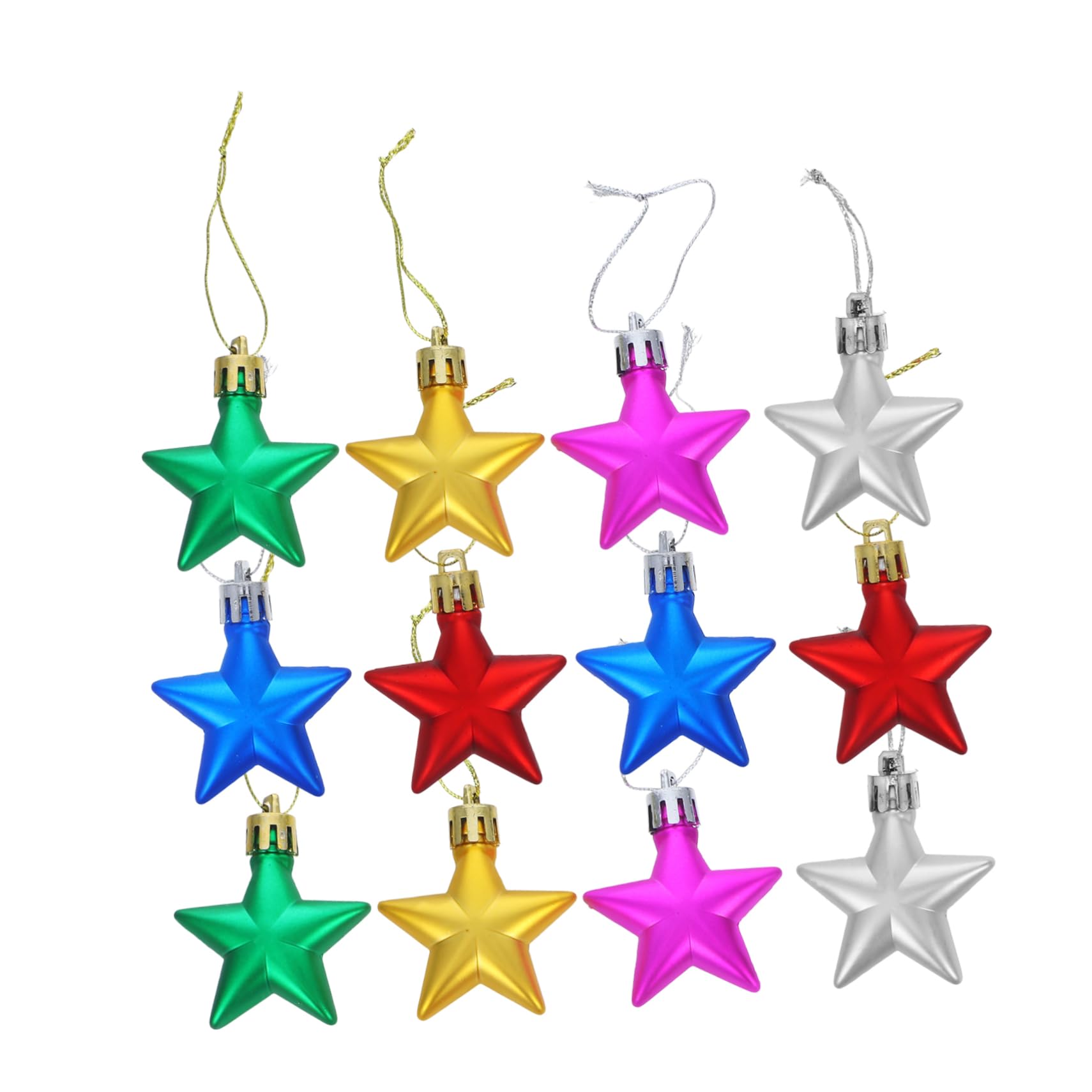 Amosfun 4 Set Di Ornamenti Appesi Per Albero Di Natale Ornamenti A Forma Di Stella Decorazioni Per Albero Di Natale Pendenti Natalizi 12 Pezzi * 4