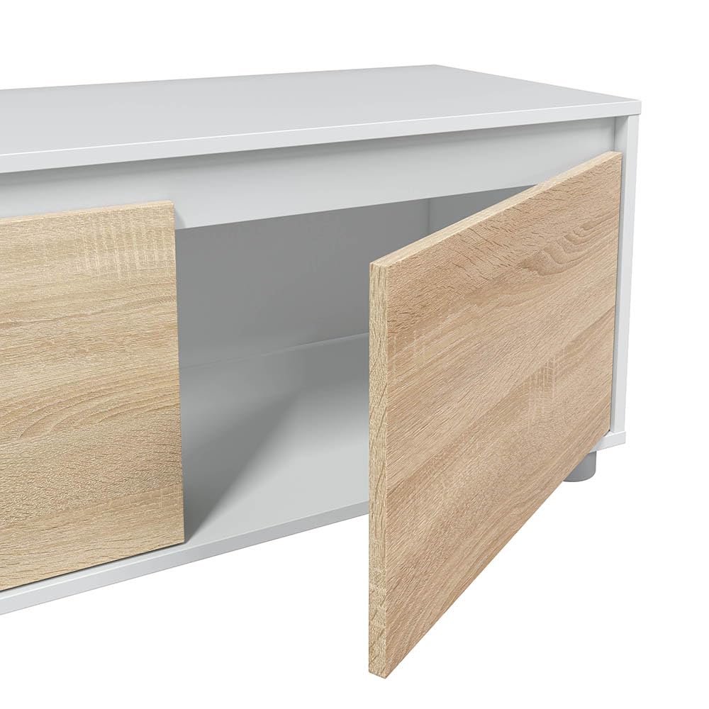 Habitdesign Modèle Alida Meuble de Salon Moderne Finition Blanc « Artik » et chêne Canadien, Dimensions : 200 x 43 x 41 cm (l x H x P).