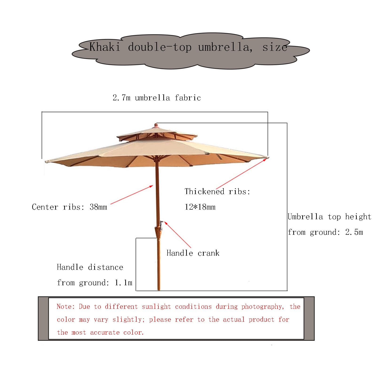 Kawiarnia, Parasol Przeciwsłoneczny, Osłona Przeciwsłoneczna, Przenośny Parasol Przeciwsłoneczny O Długości 2,7 Metra, Odpowiedni Zarówno Na Słoneczne, Jak I Deszczowe Dni.