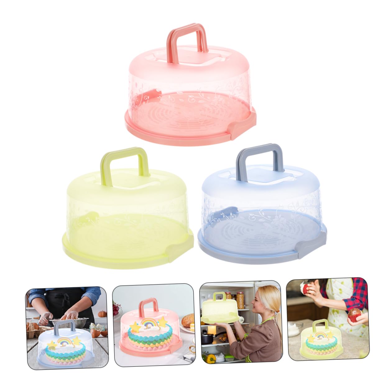 DECHOUS Versatile Cake Containers 3 Pack Portable Cake Boxes for Easy Transport Leakproof Reusable