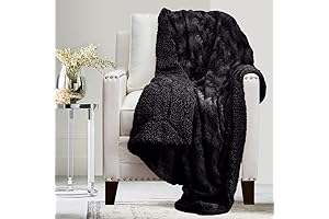 The Connecticut Home Company Reversible Faux Fur and Sherpa Throw Blanket in Black